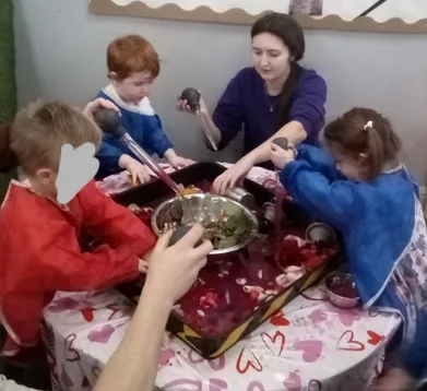 Children enjoying messy play